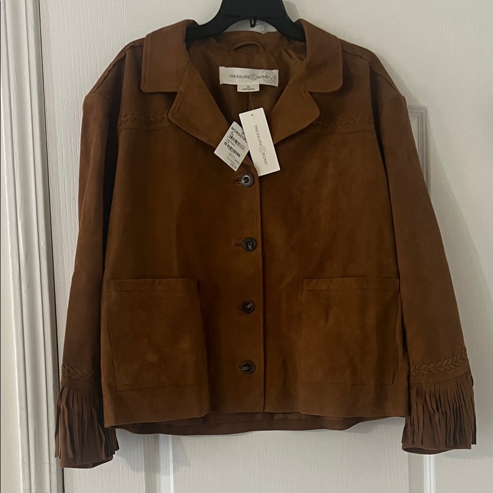 NWT Treasure & Bond Suede Fringe Jacket Size XL